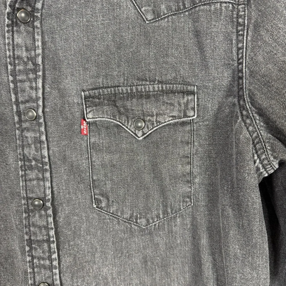 LEVIS Barstow Western Button Down Denim Shirt Men's Large Long Sleeve Black